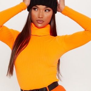 Pretty Little Thing Neon Orange Long Turtleneck